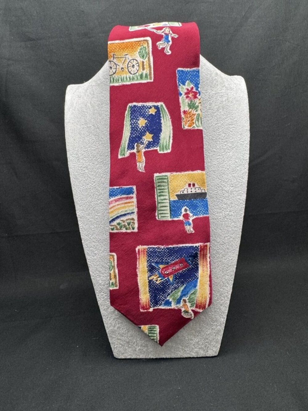 Vintage Save The Children Silk Tie Nicole Age 13 Imagination USA Novelty 90's